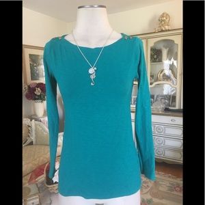 J Crew painter tee boat neck gold buttons Size S